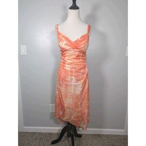 RUBY ROX Paisley Dress L‎ Y2K Fairy Babydoll Party Feminine Midi Orange Romantic
